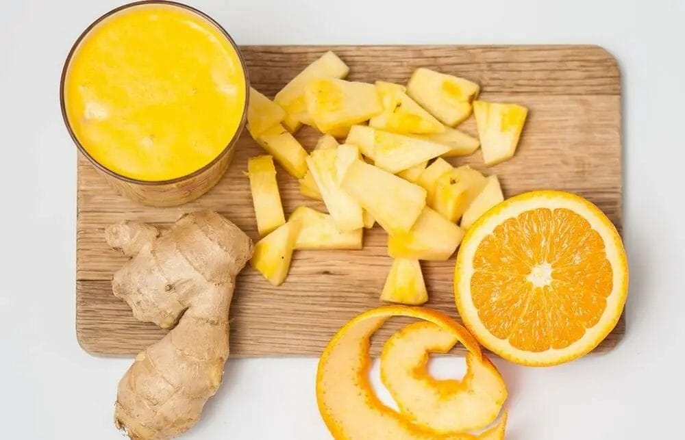 Orange, ginger, and pineapple