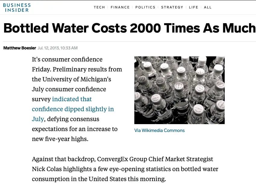 bottled water costs 2000 times